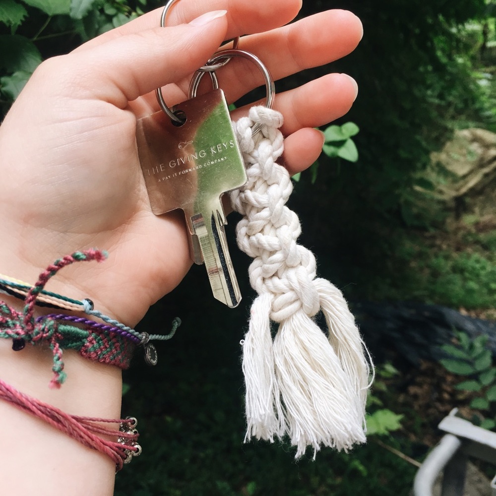 Homemade macrame keychain